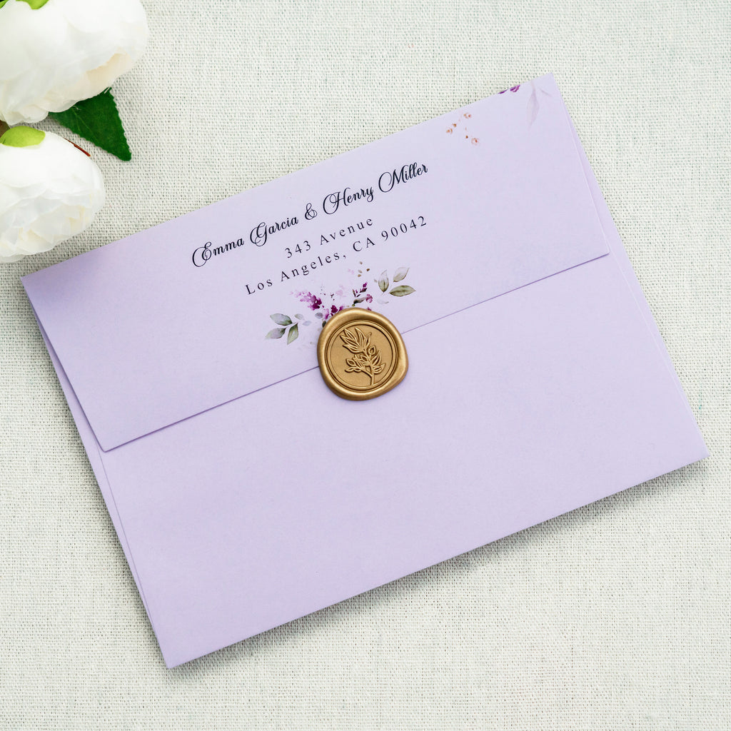 PONATIA 50 Pieces 5x7 Lilac Envelopes, A7 Envelopes Self Seal for Weddings, Invitation Cards