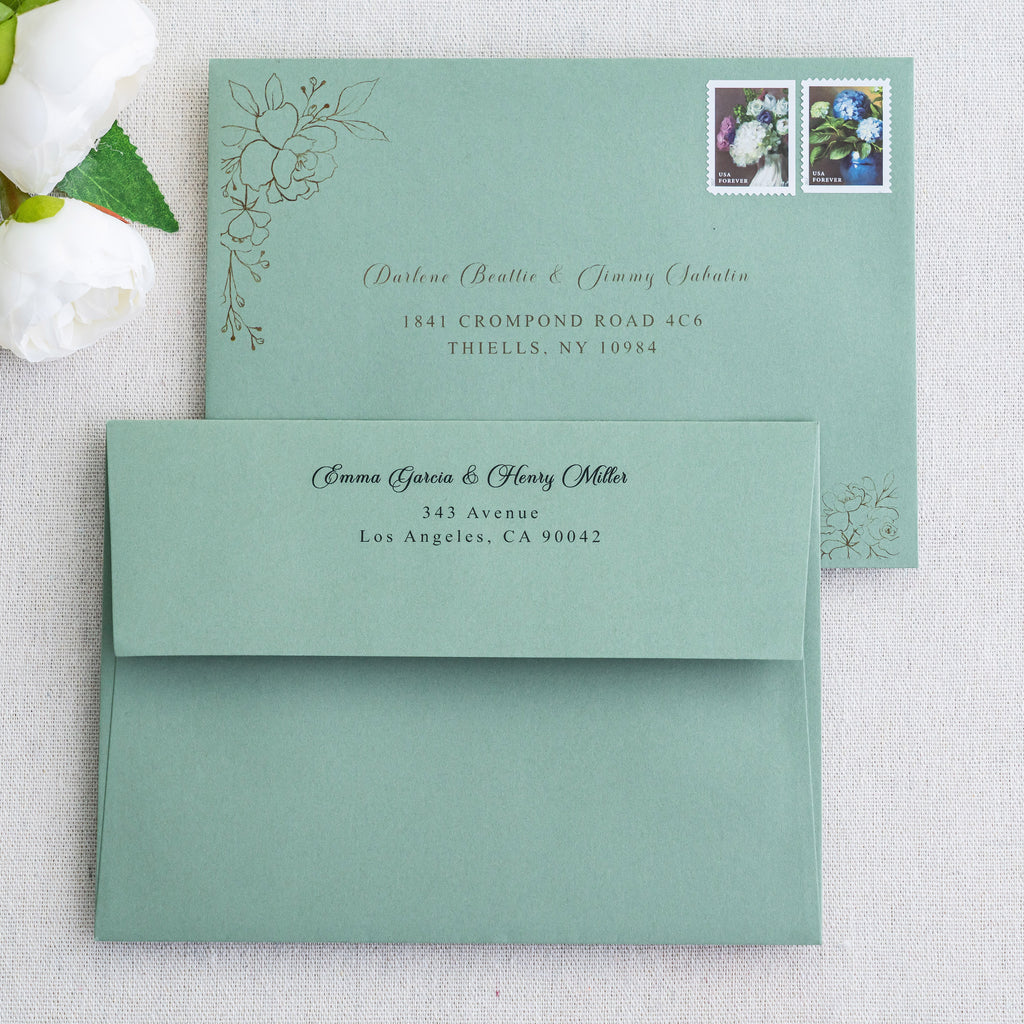 PONATIA 50 Pieces 5x7 Light Sage Green Envelopes, A7 Envelopes Self Seal for Weddings, Invitation Cards