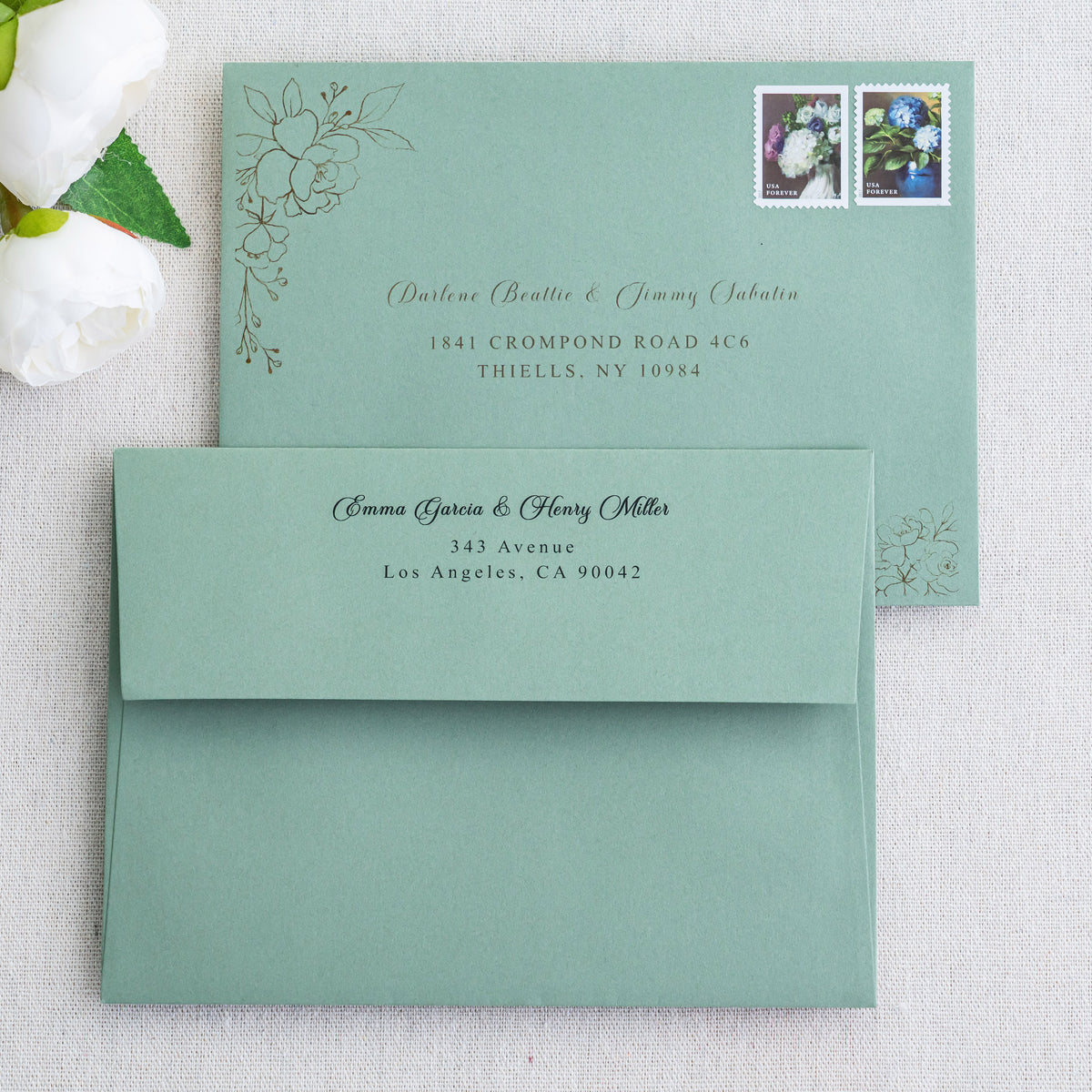 PONATIA 50 Pieces 5x7 Light Sage Green Envelopes, A7 Envelopes Self Seal for Weddings, Invitation Cards