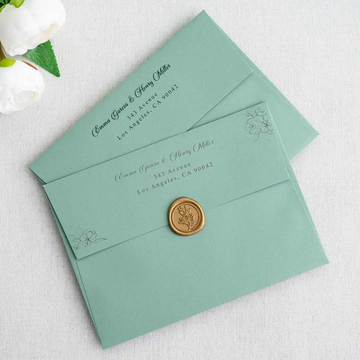 PONATIA 50 Pieces 5x7 Light Sage Green Envelopes, A7 Envelopes Self Seal for Weddings, Invitation Cards