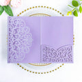 PONATIA 20 Pcs Lilac Tri-Fold  Laser Cut Wedding Invitation Pockets with Envelopes for Wedding