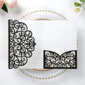PONATIA 20 Pcs Black Tri-Fold  Laser Cut Wedding Invitation Pockets with Envelopes for Wedding