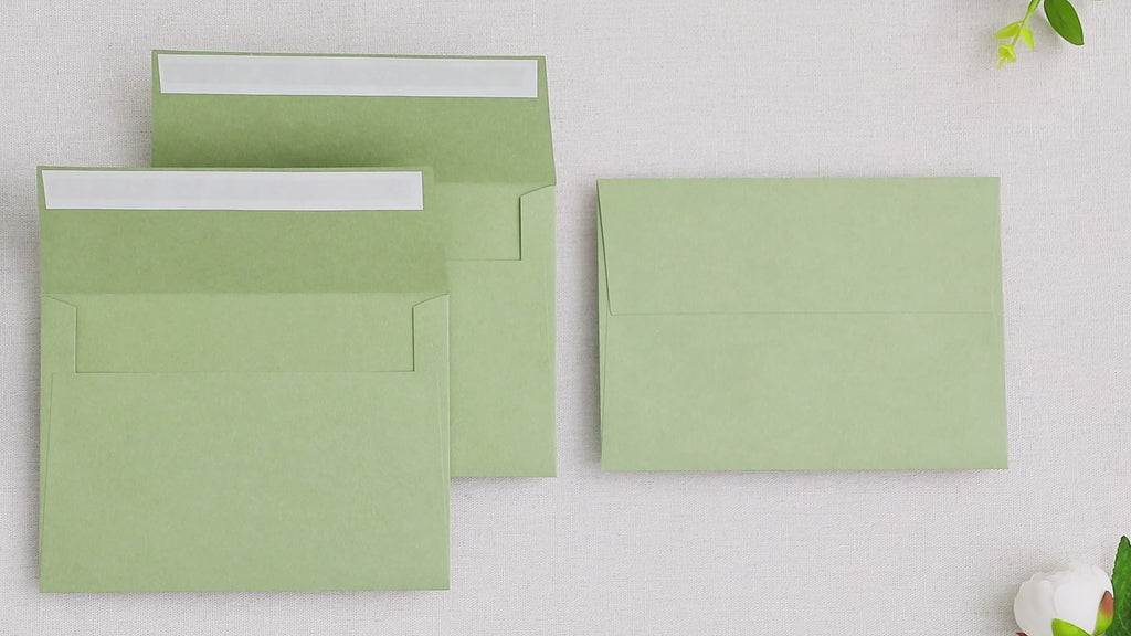 PONATIA 50 Pieces 5x7 Sage Green Envelopes, A7 Envelopes Self Seal for Weddings, Invitation Cards