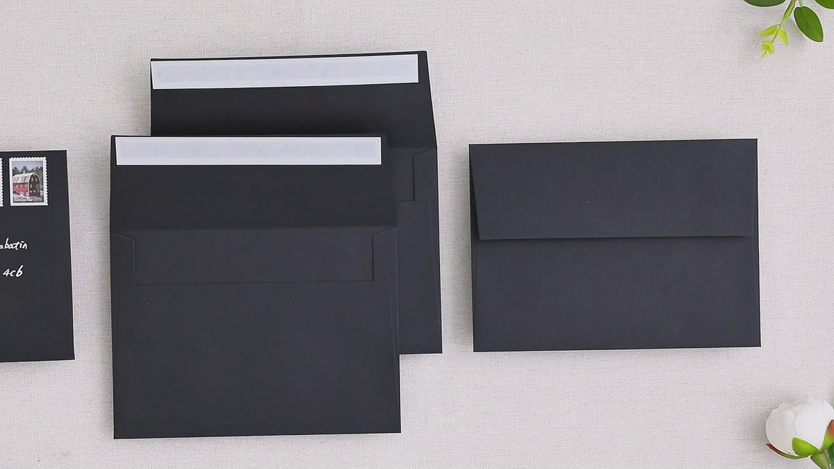 PONATIA 50 Pieces 5x7 Black Envelopes, A7 Envelopes Self Seal for Weddings, Invitation Cards