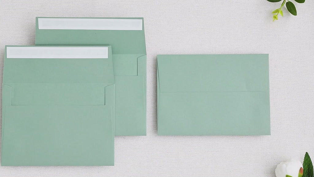 PONATIA 50 Pieces 5x7 Light Sage Green Envelopes, A7 Envelopes Self Seal for Weddings, Invitation Cards