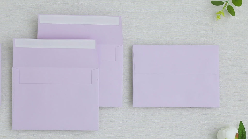 PONATIA 50 Pieces 5x7 Lilac Envelopes, A7 Envelopes Self Seal for Weddings, Invitation Cards