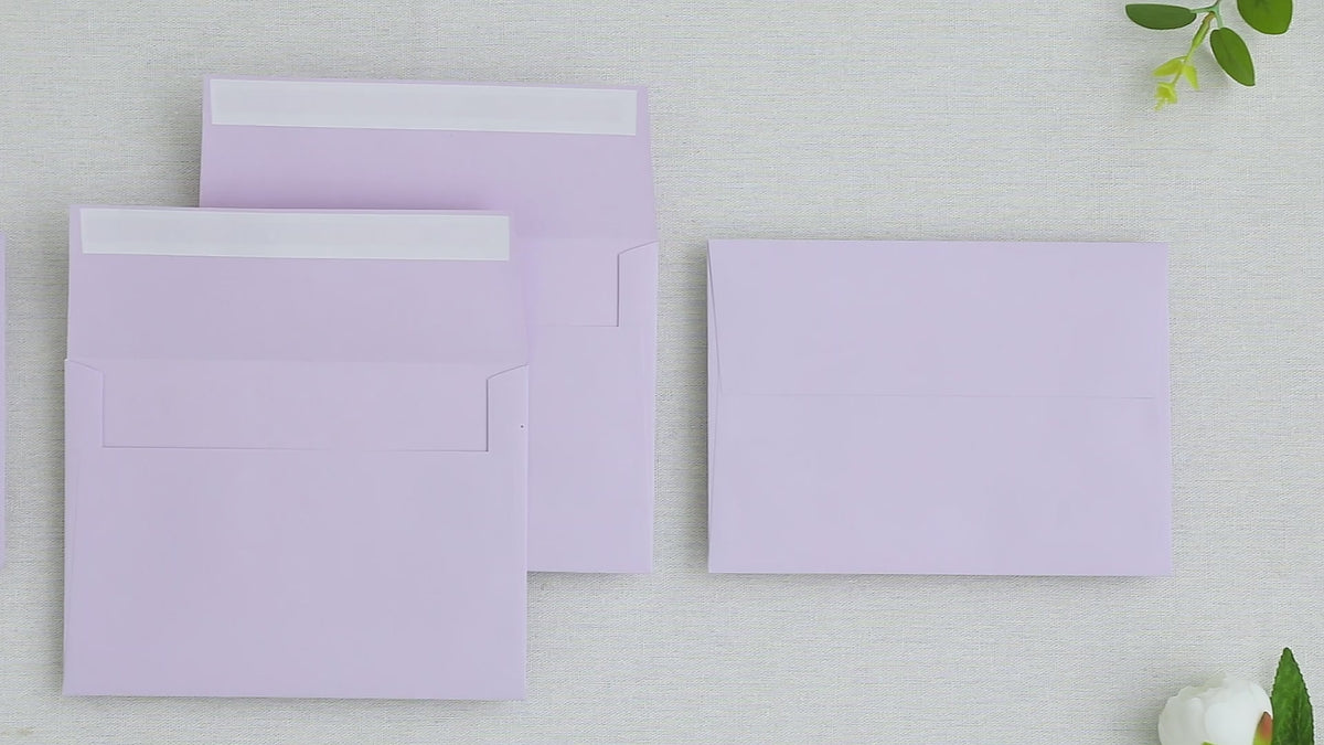 PONATIA 50 Pieces 5x7 Lilac Envelopes, A7 Envelopes Self Seal for Weddings, Invitation Cards