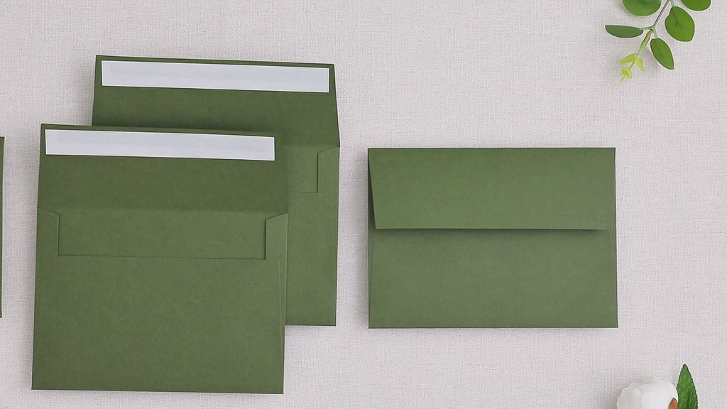 PONATIA 50 Pieces 5x7 Olive Green Envelopes, A7 Envelopes Self Seal for Weddings, Invitation Cards