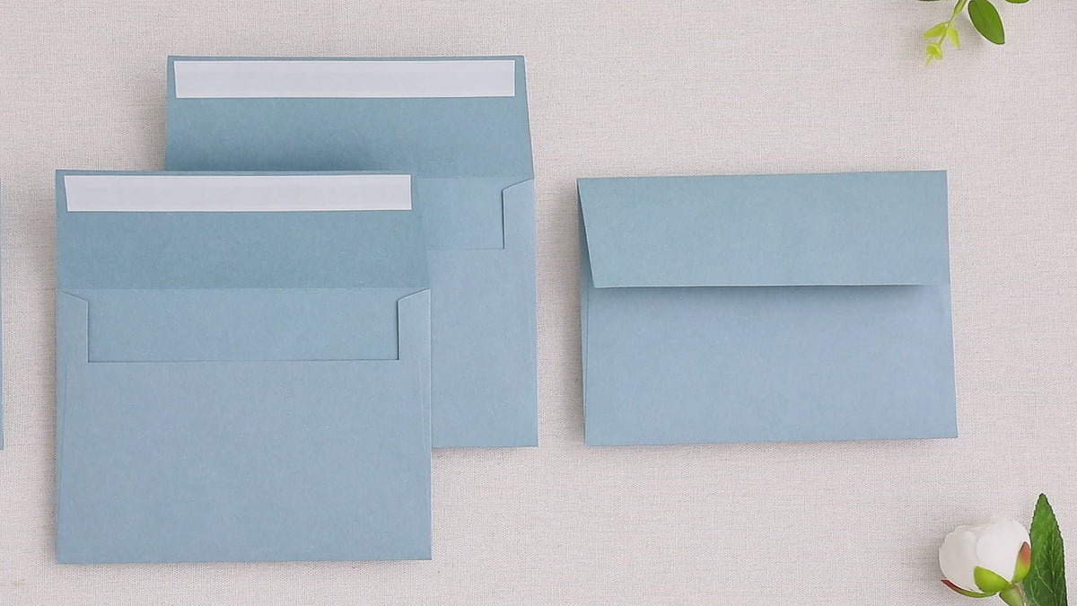 PONATIA 50 Pieces 5x7 Dusty Blue Envelopes, A7 Envelopes Self Seal for Weddings, Invitation Cards