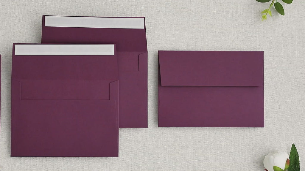PONATIA 50 Pieces 5x7 Burgundy Envelopes, A7 Envelopes Self Seal for Weddings, Invitation Cards